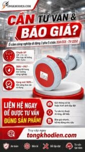 Ổ cắm công nghiệp di động 3 pha 5 chấu 32A 9 Ổ cắm công nghiệp 32A 5P 380V IP67 chống bụi chống nước