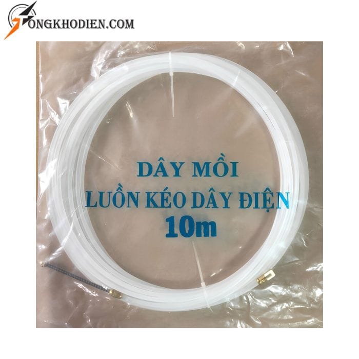 Daymoi10met-600x600-5 Dây mồi luồn dây điện 10 mét làm từ nhựa cao cấp dẻo bền, chống gập tốt, hỗ trợ luồn dây nhanh qua các hệ thống ống điện âm tường và nhiều góc cua. Đầu dẫn hợp kim linh hoạt giúp thao tác dễ dàng, tiết kiệm thời gian thi công cho thợ điện.