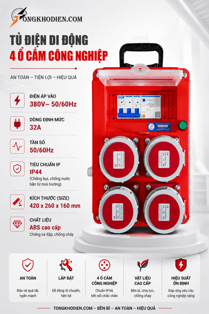 Hộp nguồn điện công nghiệp 3 pha ngoài trời IP 67