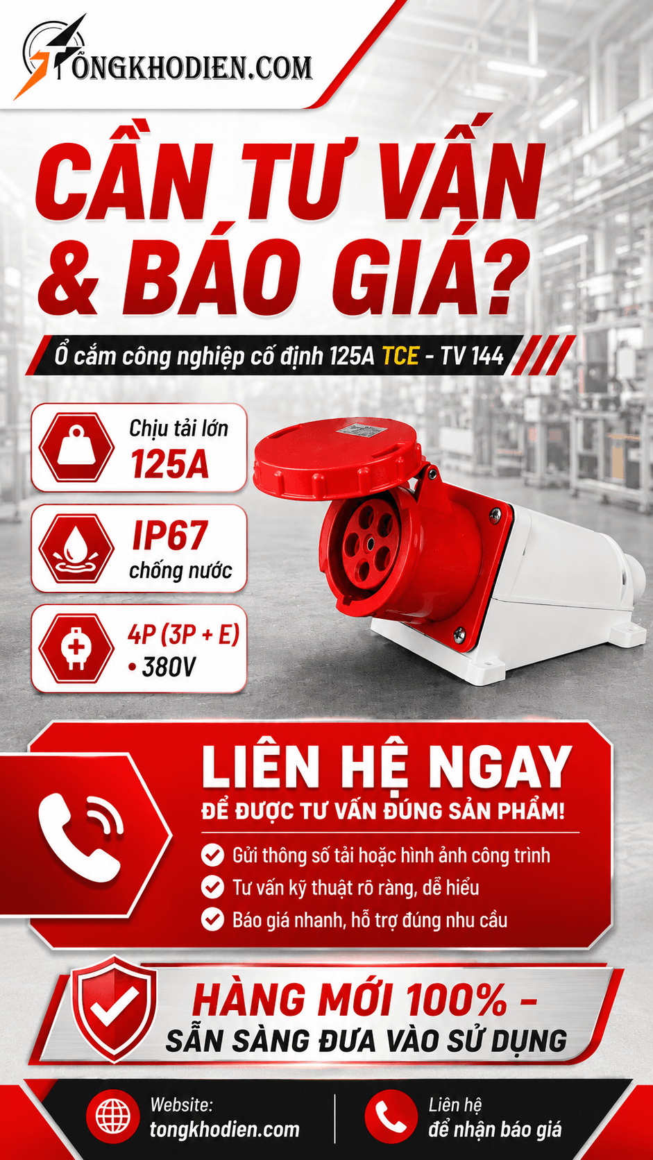 Ổ cắm công nghiệp cố định 125A CCE TV 144 8 Ứng dụng thực tế ổ cắm công nghiệp cố định 125A CCE TV 144