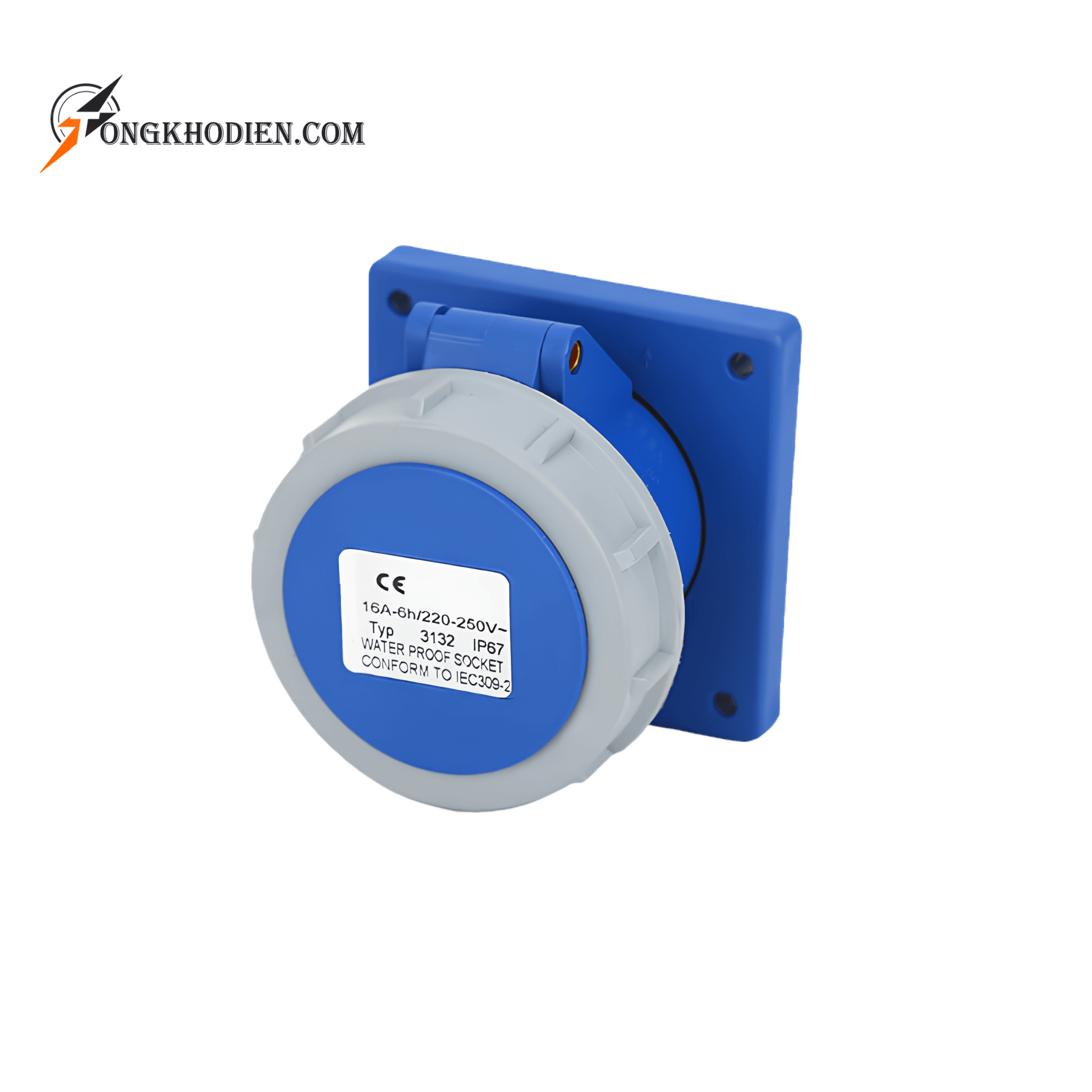 Ổ Cắm Công Nghiệp Gắn Âm 32A 1 Pha 3 Chấu IP67 Ổ Cắm Công Nghiệp Gắn Âm 32A 1 Pha 3 Chấu IP67
