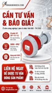 Ổ cắm công nghiệp 3 pha 5 chấu TCE TV 2152 9 Ổ cắm công nghiệp 32A 4P 380V IP67 chống bụi chống nước