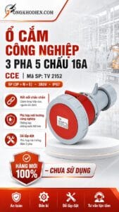 Ổ cắm công nghiệp 3 pha 5 chấu TCE TV 2152 7 Ổ cắm công nghiệp 32A 4P 380V IP67 chống bụi chống nước