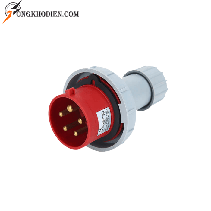 Phich-cam-cong-nghiep-16A-5P-380V-IP67-1 Phích cắm công nghiệp TCE 3 pha 5 chân 16A IP67 dùng cho hệ thống điện 380V công nghiệp.