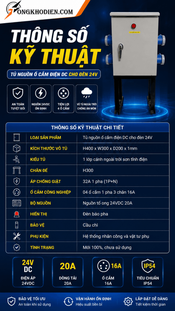 Tủ Nguồn Ổ Cắm Điện DC Cho Đèn 24V