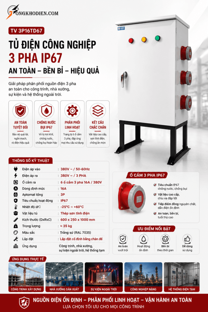 Tủ Điện Công Nghiệp 3 Pha IP67 Chống Nước Chịu Tải Cao Ngoài Trời 9 tủ điện công nghiệp 3 pha IP67