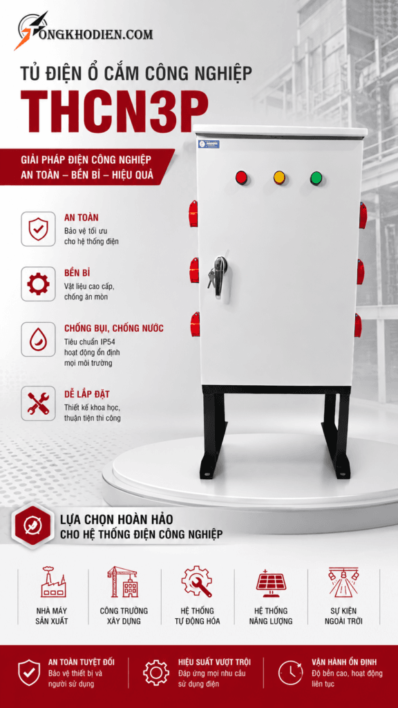 Tủ điện ổ cắm Công Nghiệp 3 Pha Cấp Nguồn Tạm Thi Công Chịu Tải Cao An Toàn 7 Tủ điện ổ cắm Công Nghiệp 3 Pha