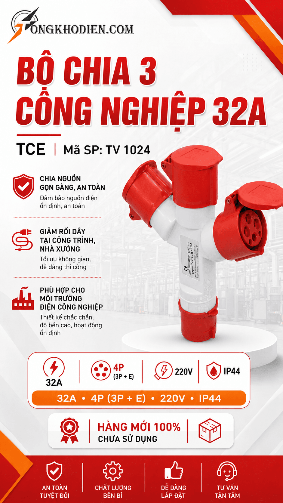 Bộ chia 3 công nghiệp 32A CCE TV 1024 6 bo chia cong nghiep 1