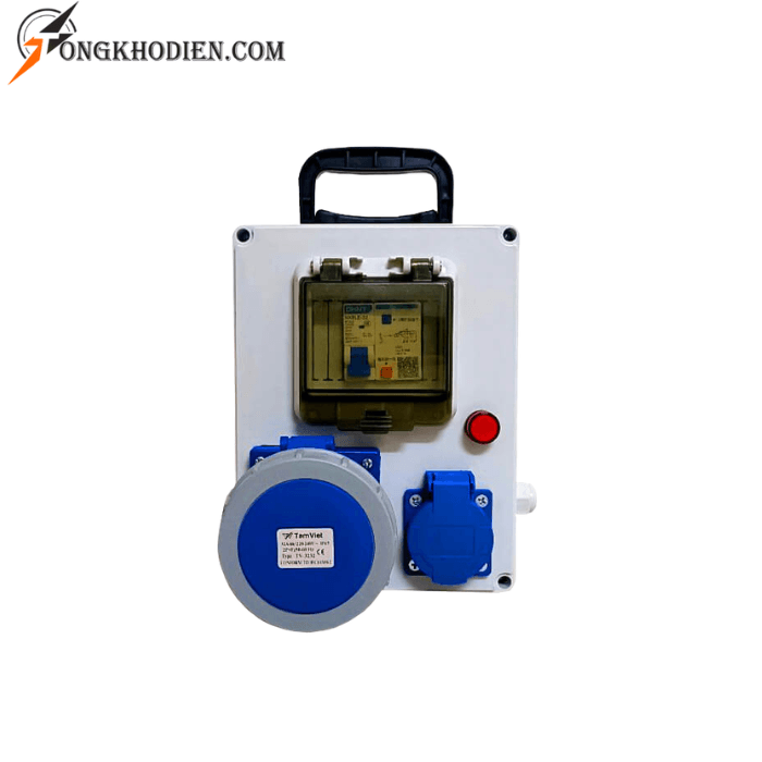 bo-sac-o-tpo-1 Hộp cấp nguồn cố định cho bộ sạc xe điện TV-26A-1HS tích hợp chống giật 32A và ổ cắm IP67 an toàn.