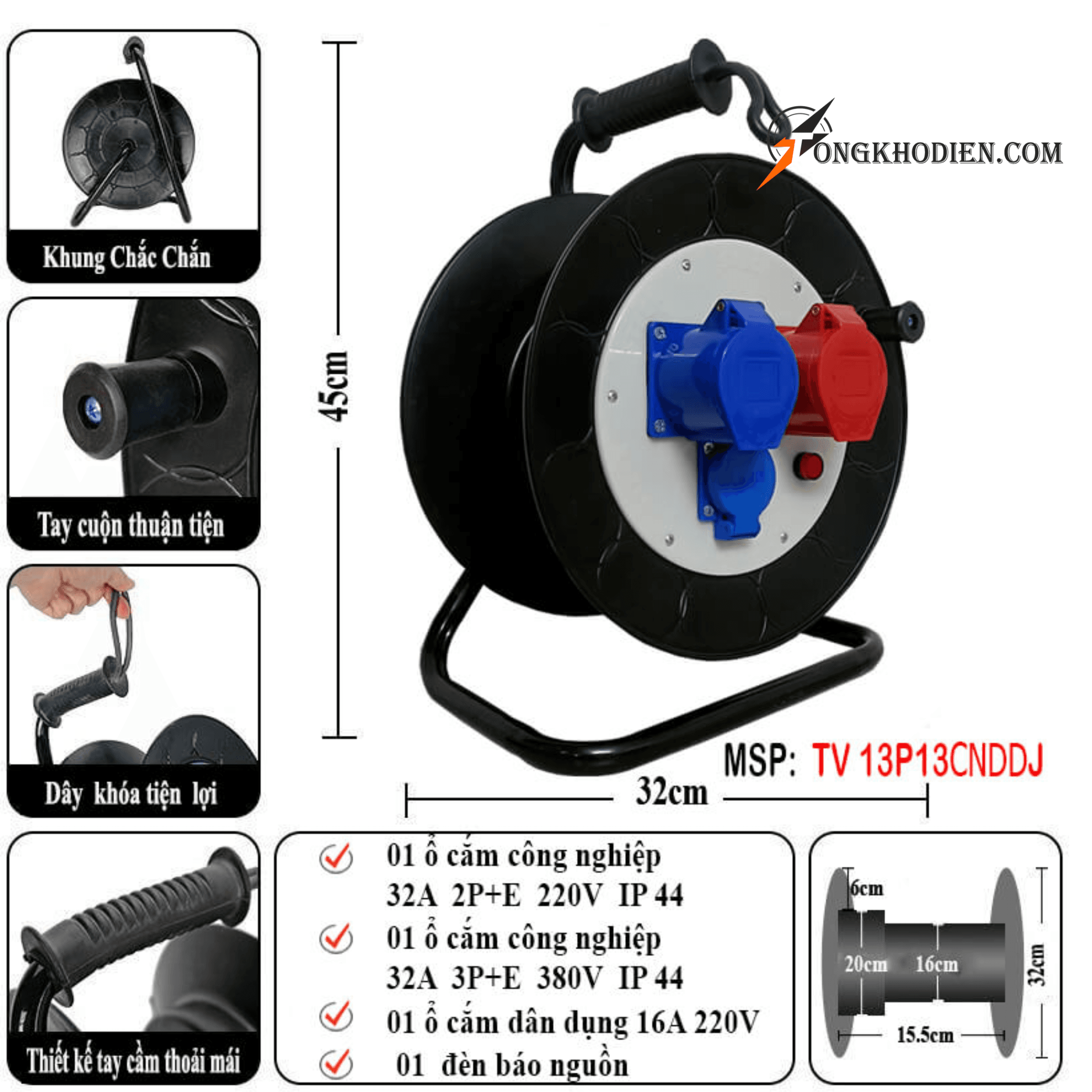 cuộn dây điện kéo dài rulo 3 ổ cắm 1 pha 3 pha 2 cuộn dây điện kéo dài rulo 3 ổ cắm 1 pha 3 pha