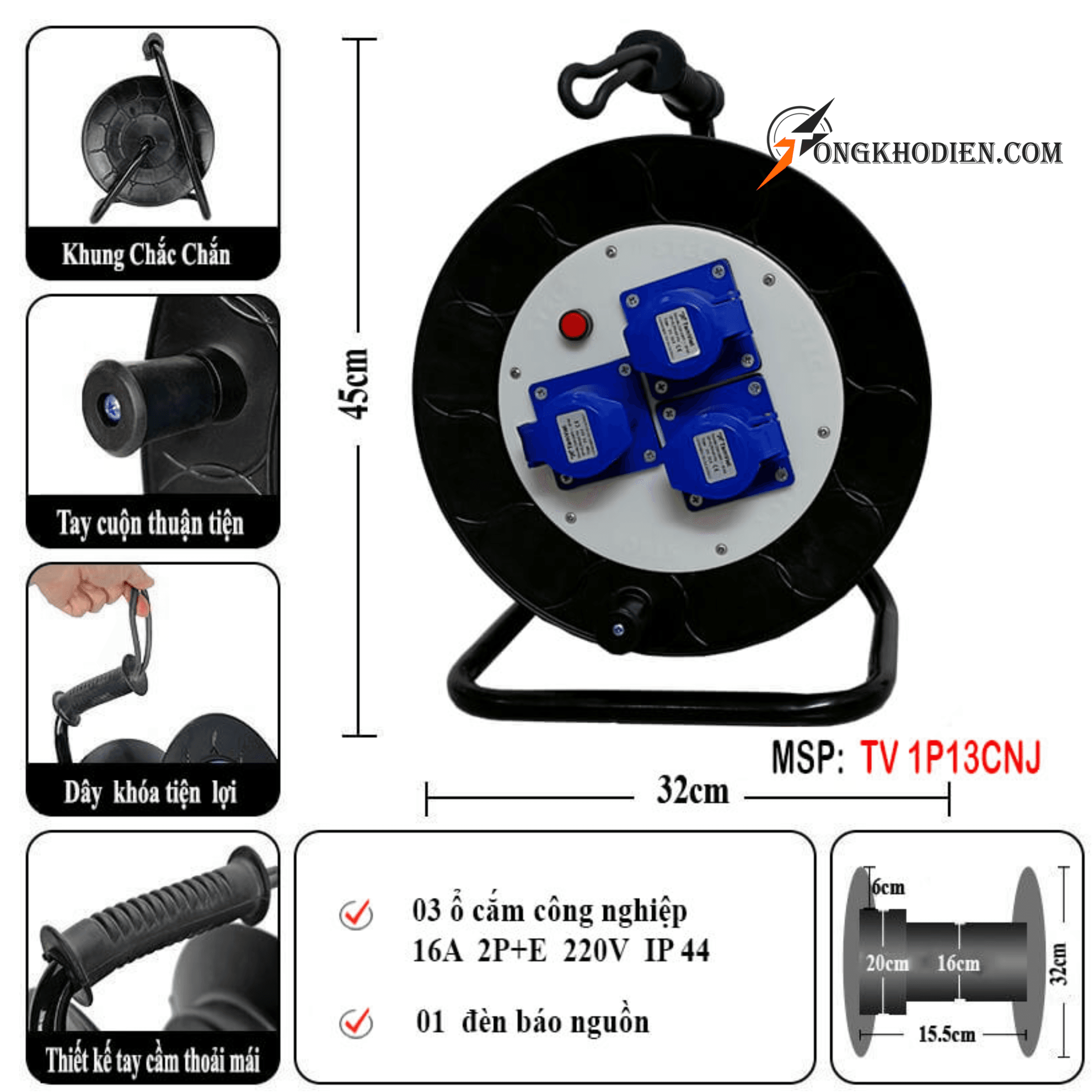 cuộn dây điện rulo 3 ổ cắm công nghiệp 1 pha. cuộn dây điện rulo 3 ổ cắm công nghiệp 1 pha
