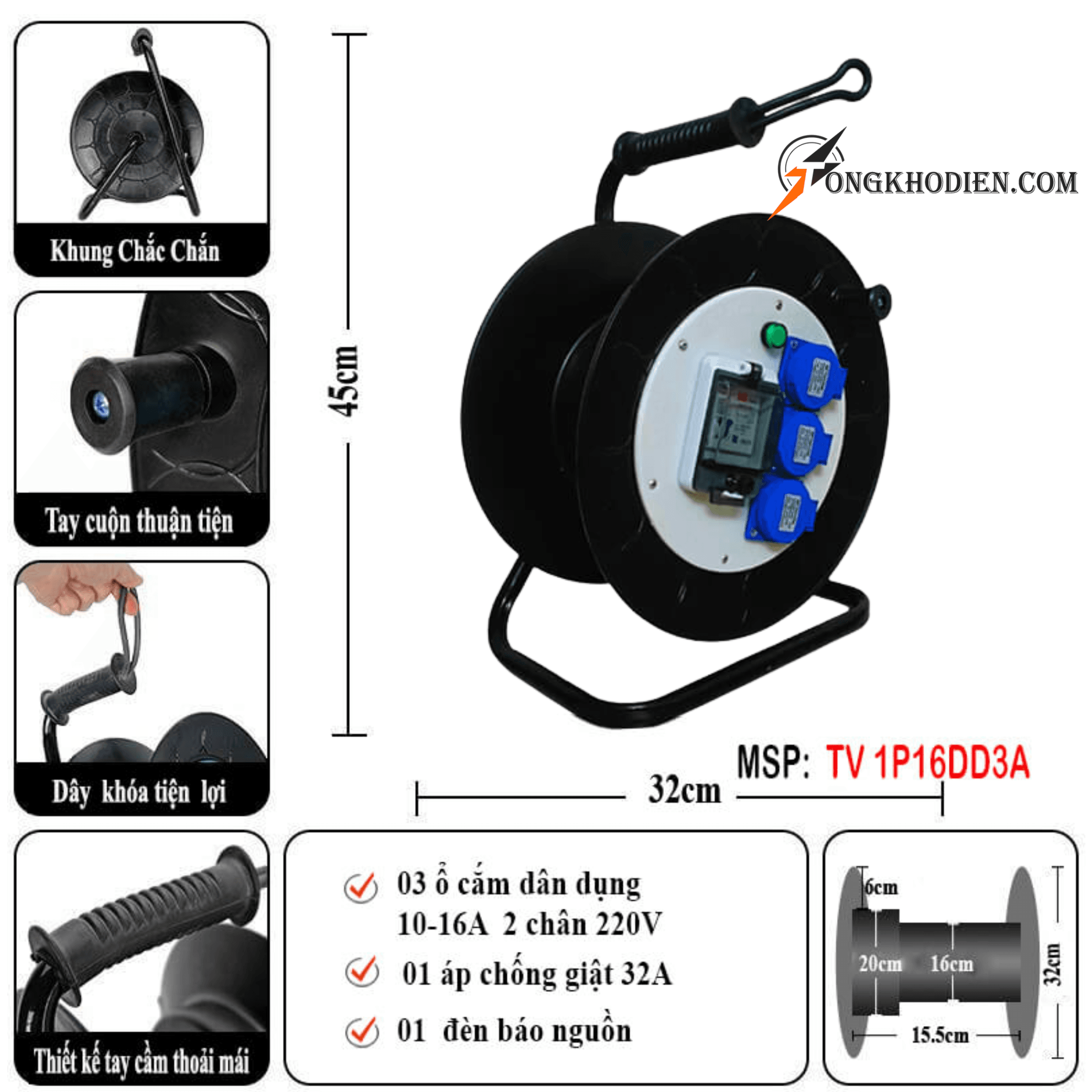 cuộn dây điện rulo 3 ổ cắm kèm apt 2 cuộn dây điện rulo 3 ổ cắm kèm apt
