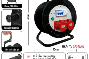 Cuộn Rulo Dây Điện 2 Ổ Cắm Công Nghiệp 3 Pha Kèm Apt Chống Giật 3 cuộn rulo dây điện 2 ổ cắm công nghiệp 3 pha kèm apt chống giật