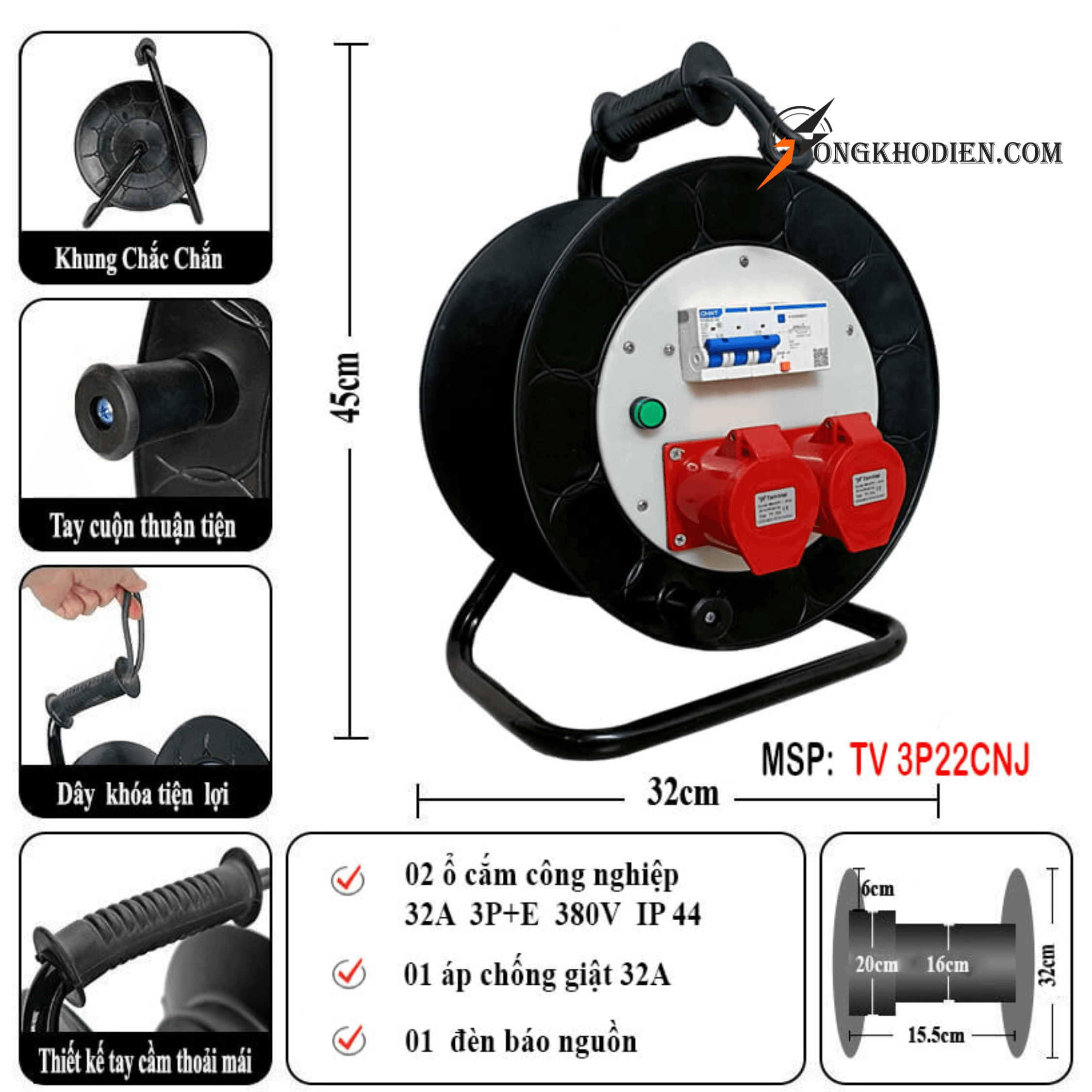 cuộn rulo dây điện 2 ổ cắm công nghiệp 3 pha kèm apt chống giật 1 cuộn rulo dây điện 2 ổ cắm công nghiệp 3 pha kèm apt chống giật