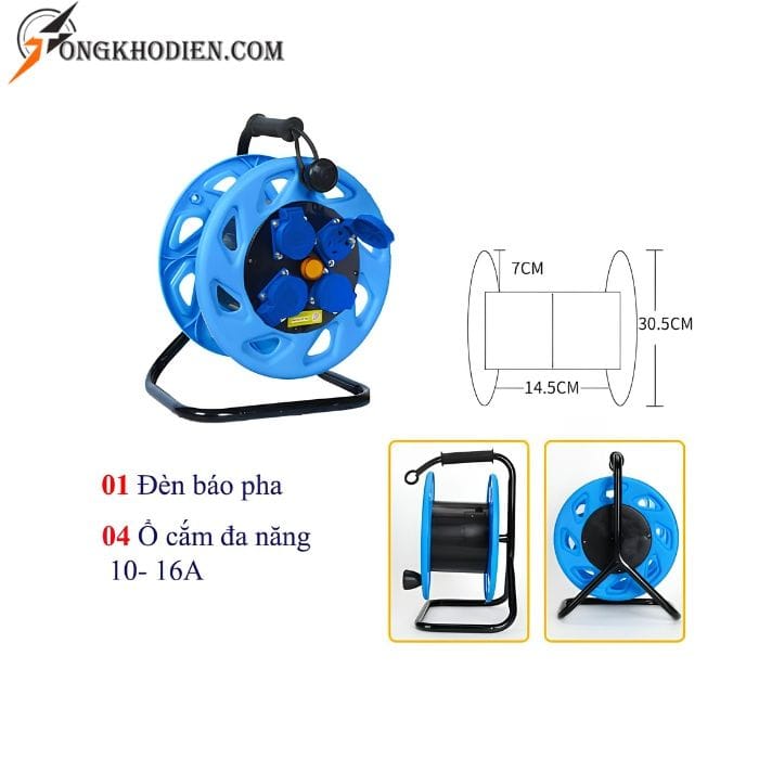 cuon-rulo-dien-da-nang-5 Cuộn rulo điện 4 ổ cắm 1 pha đa năng dùng cho công trình và nhà xưởng.
