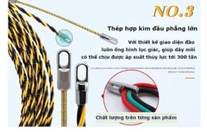 Dây mồi luồn ống điện 3 lõi xoắn 50 mét chống gập tốt, đàn hồi cao, hỗ trợ kéo dây điện công trình.