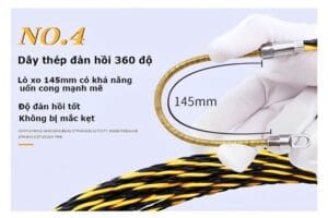 Dây mồi luồn ống điện 3 lõi xoắn 50 mét chống gập tốt, đàn hồi cao, hỗ trợ kéo dây điện công trình.