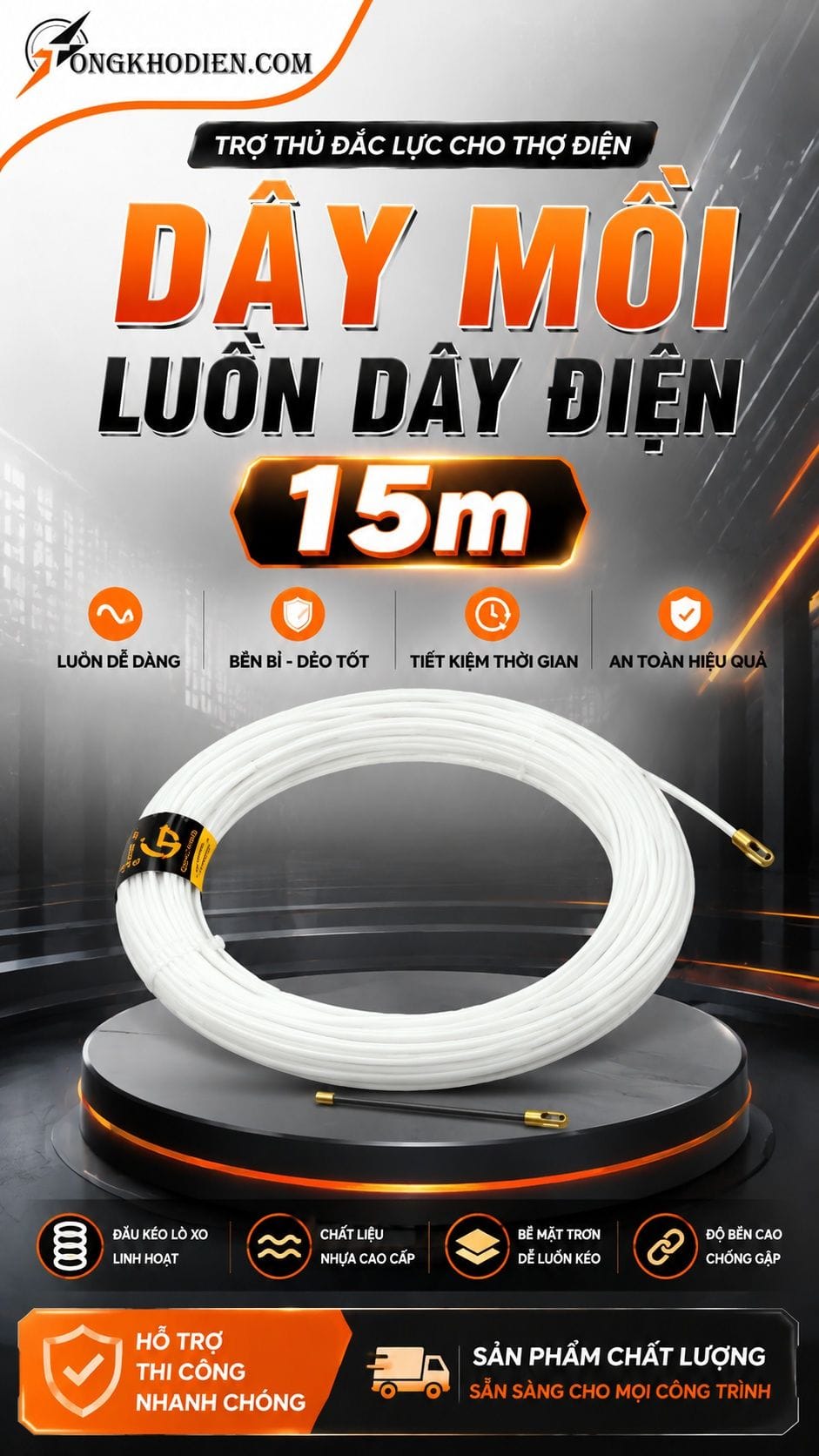 Dây Mồi Luồn Dây Điện 15 Mét Dẻo Bền Dễ Luồn 6 Dây mồi luồn dây điện 15 mét dẻo bền dễ luồn