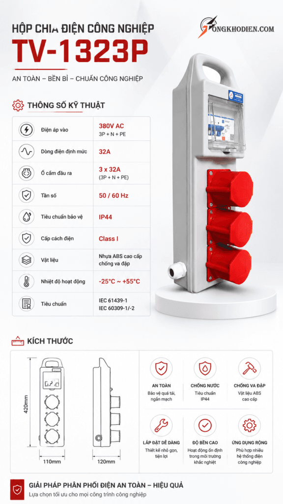 Hộp Chia Điện Công Nghiệp Kèm Aptomat Chống Giật An Toàn Chịu Tải Cao 7 hộp chia điện công nghiệp