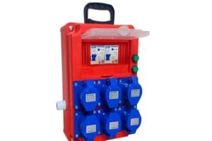 Hộp nguồn 6 ổ cắm công nghiệp 1 pha IP44 tích hợp áp chống giật an toàn cho công trình và hệ thống điện tạm.