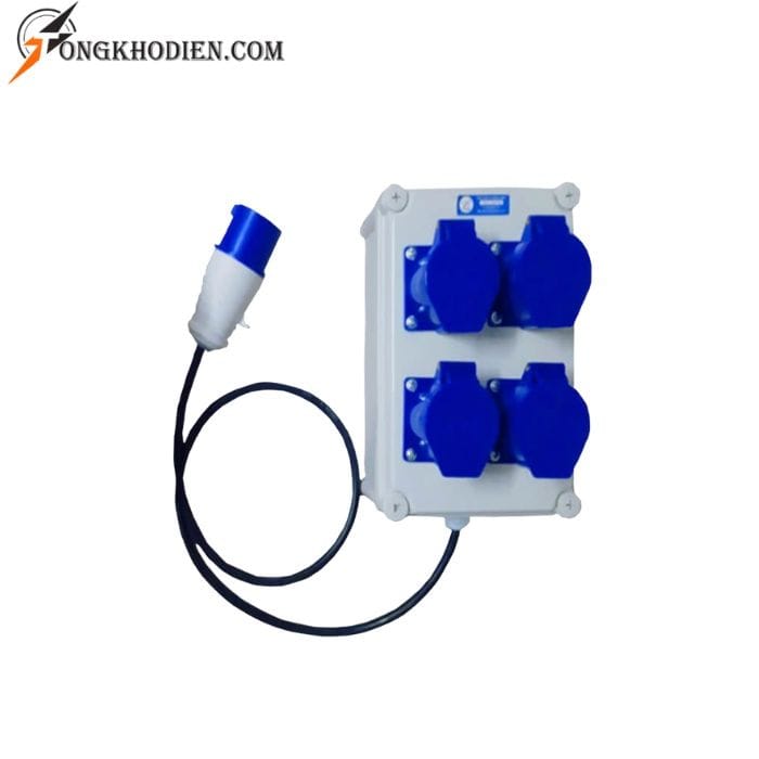 hop-nguon-chia-o-cam-32a-4 Hộp chia ổ cắm công nghiệp 32A TV 1P34H vỏ IP67 chống nước và bụi cho công trình.