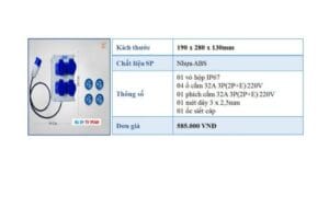 Hộp chia ổ cắm công nghiệp 32A IP67 3 Hộp chia ổ cắm công nghiệp 32A TV 1P34H vỏ IP67 chống nước và bụi cho công trình.