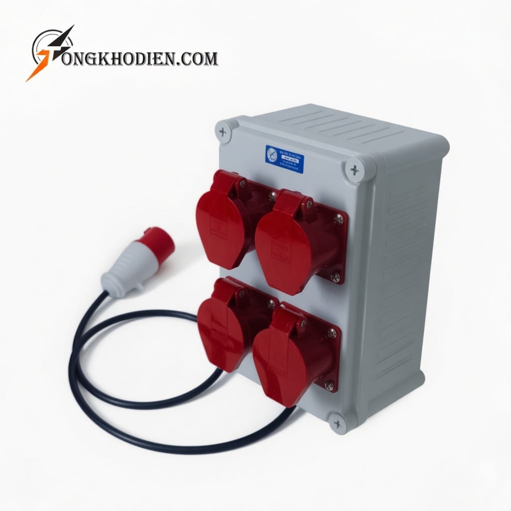 hộp nguồn điện công nghiệp 3 pha 32A 4 chấu hộp nguồn điện công nghiệp 3 pha 32A 4 chấu