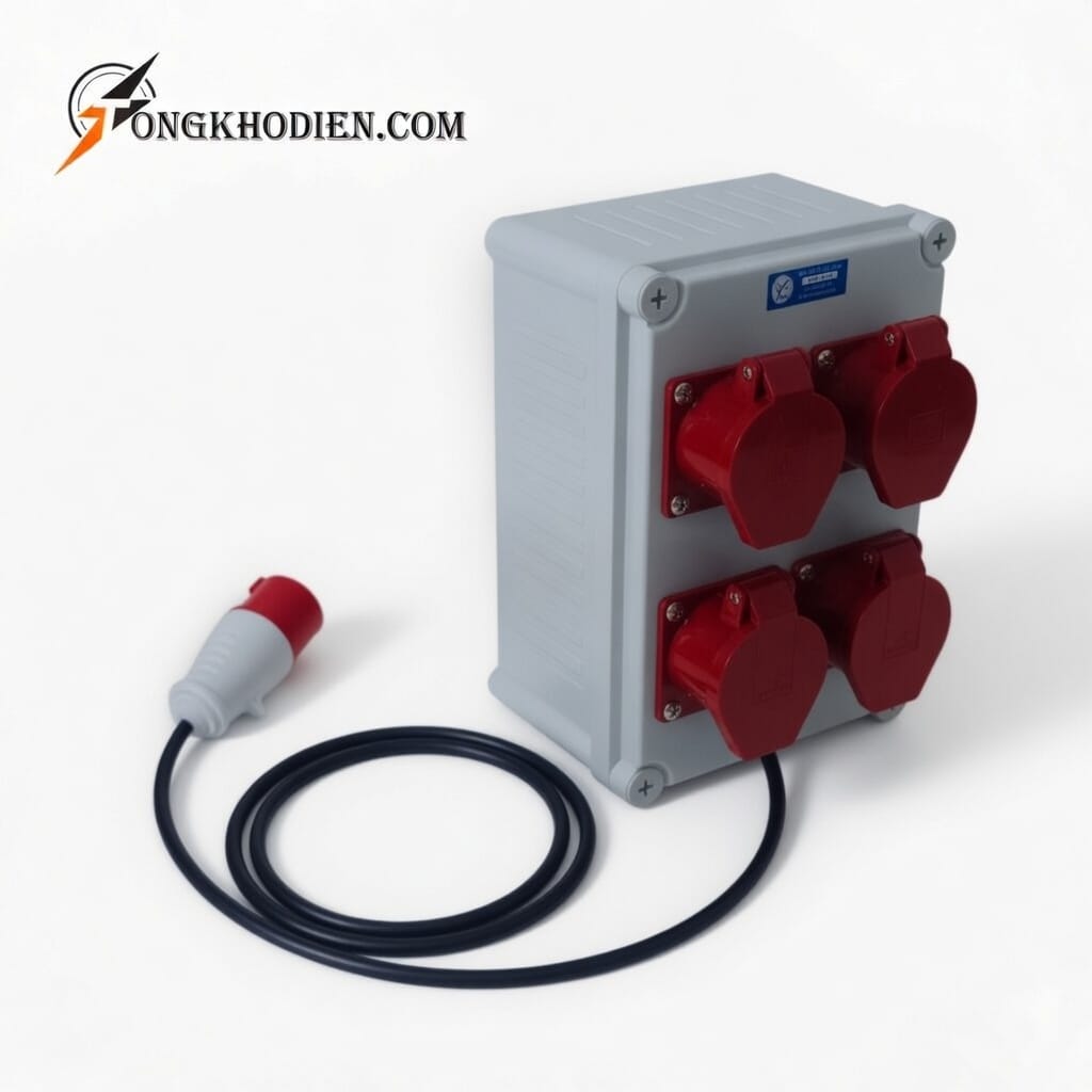 hộp nguồn điện công nghiệp 3 pha 32A 4 chấu hộp nguồn điện công nghiệp 3 pha 32A 4 chấu