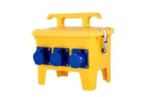 Hộp nguồn thi công ngoài trời 1 pha cao cấp với 6 ổ cắm công nghiệp IP44 và CB chống giật an toàn.