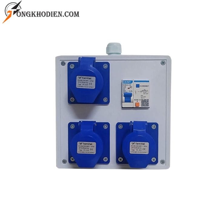 hop-nguon-nhua-1-pha-4 Hộp nguồn nhựa 1 pha tiện dụng giá rẻ TV-316A-1P-NA tích hợp aptomat chống giật và ổ cắm công nghiệp IP44.