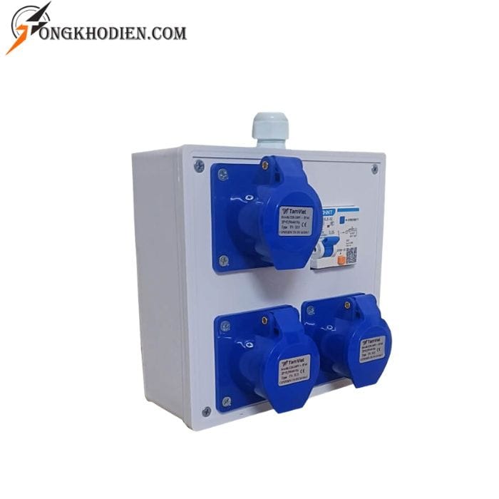hop-nguon-nhua-1-pha-6 Hộp nguồn nhựa 1 pha tiện dụng giá rẻ TV-316A-1P-NA tích hợp aptomat chống giật và ổ cắm công nghiệp IP44.