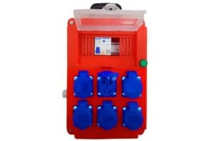 Hộp ổ phích cắm công nghiệp đa năng TV 1P16A tích hợp 6 ổ cắm IP44 và CB chống giật an toàn.