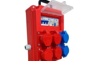Hộp ổ cắm điện 1 pha 3 pha TV 13P66A tích hợp 6 ổ cắm công nghiệp 16A IP44 và CB chống giật an toàn.