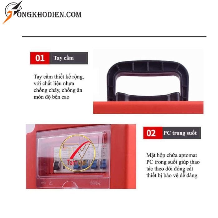 hop-o-cam-xach-tay-32a-5 Hộp ổ cắm phích cắm đa năng xách tay TV 1P34A với RCBO chống giật và 4 ổ cắm công nghiệp 32A IP44.