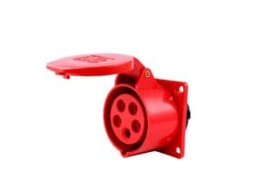 Ổ cắm công nghiệp gắn âm dạng thẳng 16A 5 chấu 380V chống nước, chuyên dùng cho hệ thống điện 3 pha an toàn và ổn định.