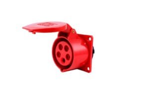 Ổ cắm công nghiệp gắn âm dạng thẳng 32A 5 chấu 380V chống nước, chuyên dùng cho hệ thống điện 3 pha an toàn và ổn định.