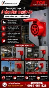 Ổ cắm công nghiệp âm dạng thẳng 16A 5 chấu 380V TCE 9 Ổ cắm công nghiệp gắn âm dạng thẳng 16A 5 chấu 380V chống nước, chuyên dùng cho hệ thống điện 3 pha an toàn và ổn định.