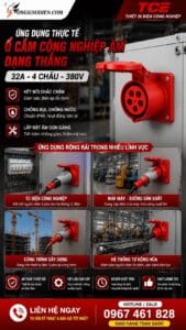 Ổ cắm công nghiệp âm dạng thẳng 32A 4 chấu 380V TCE 9 Ổ cắm công nghiệp gắn âm dạng thẳng 32A 4 chấu 380V chống nước, chuyên dùng cho hệ thống điện 3 pha an toàn và ổn định.