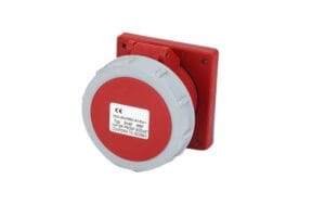 Ổ cắm công nghiệp gắn âm dạng thẳng 16A 3 pha 4 chấu IP67 chống nước, chuyên dùng cho hệ thống điện công nghiệp 380V an toàn và bền bỉ.