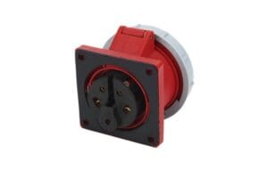 Ổ cắm công nghiệp gắn âm IP67 dạng thẳng 16A 380V 5 chấu chống nước, chống bụi, kết nối điện 3 pha an toàn và ổn định cho nhà máy, tủ điện công nghiệp.