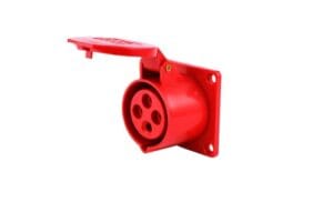 Ổ cắm công nghiệp gắn âm dạng thẳng 32A 4 chấu 380V chống nước, chuyên dùng cho hệ thống điện 3 pha an toàn và ổn định.