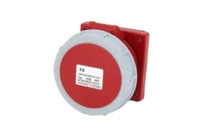 Ổ cắm công nghiệp gắn âm IP67 dạng thẳng 16A 380V 5 chấu chống nước, chống bụi, kết nối điện 3 pha an toàn và ổn định cho nhà máy, tủ điện công nghiệp.