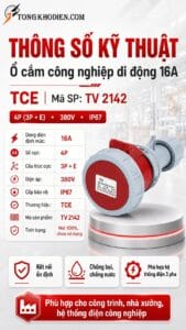 Ổ cắm công nghiệp di động 16A 4 chấu IP67 8 Ổ cắm công nghiệp 16A 4P 380V IP67 chống bụi chống nước