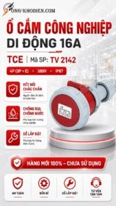 Ổ cắm công nghiệp di động 16A 4 chấu IP67 7 Ổ cắm công nghiệp 16A 4P 380V IP67 chống bụi chống nước