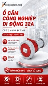 Ổ cắm công nghiệp di động 32A 4 chấu CCE TV 2242 7 Ổ cắm công nghiệp di động 32A CCE TV2242 chống bụi chống nước IP67