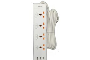 Ổ cắm điện 4 lỗ chống cháy 2500W lõi sứ, dây dài 2.5m, an toàn và bền bỉ.