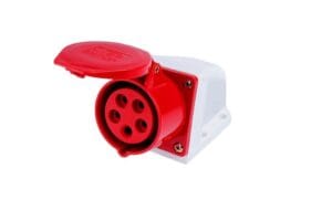 Ổ cắm công nghiệp gắn tủ 32A 5 chấu 380V chống bụi, chống nước IP44, kết nối điện 3 pha an toàn và ổn định cho tủ điện, nhà máy và hệ thống công nghiệp.