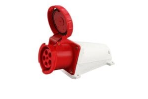 Ổ cắm gắn tường 3 pha 63A 380V chống nước IP67 chuyên dùng cho hệ thống điện công nghiệp, nhà xưởng và tủ điện tải lớn. Thiết kế chắc chắn, tiếp điểm an toàn, vận hành ổn định trong môi trường ẩm bụi và ngoài trời.