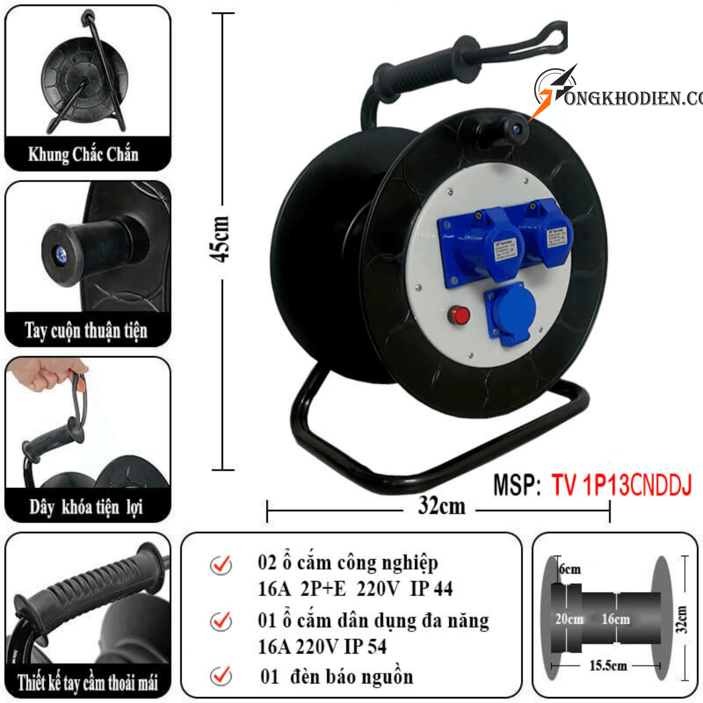 ổ cắm kéo dài cuộn dây điện dạng rulo 2 ổ cắm kéo dài cuộn dây điện dạng rulo