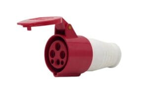 Ổ cắm nối 16A 4 chấu 380V TCE TV214 chuẩn IP44 dùng cho hệ thống điện công nghiệp 3 pha, kết nối an toàn và vận hành ổn định.